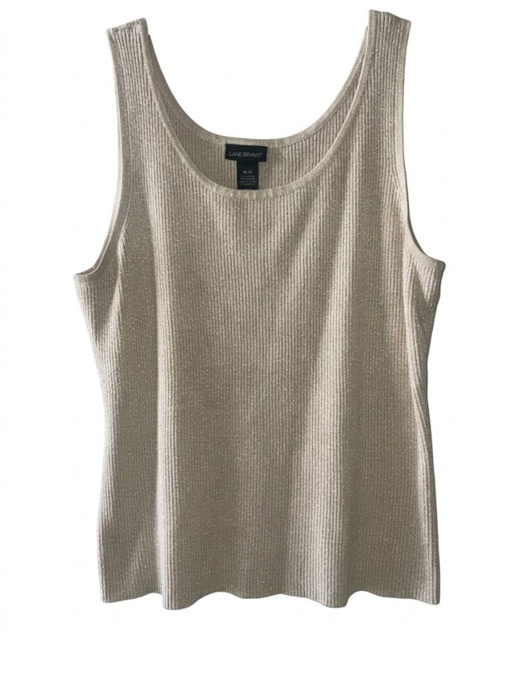 Lane Bryant 18/20 Gold Metallic Shimmer Ribbed Tank Top Holiday Party Tank Top